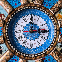 ペルシャの象嵌細工（ハータムカーリー）時計　Mサイズ（Φ32ｃｍ）【SAAT-005】 2枚目の画像