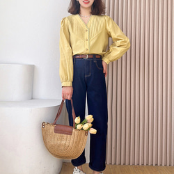 身長140㎝～155㎝の小柄女性向けのカーレディースシャツ 綿制 長袖 ブラウス ファッション 前開き ブラウス トップ 9枚目の画像