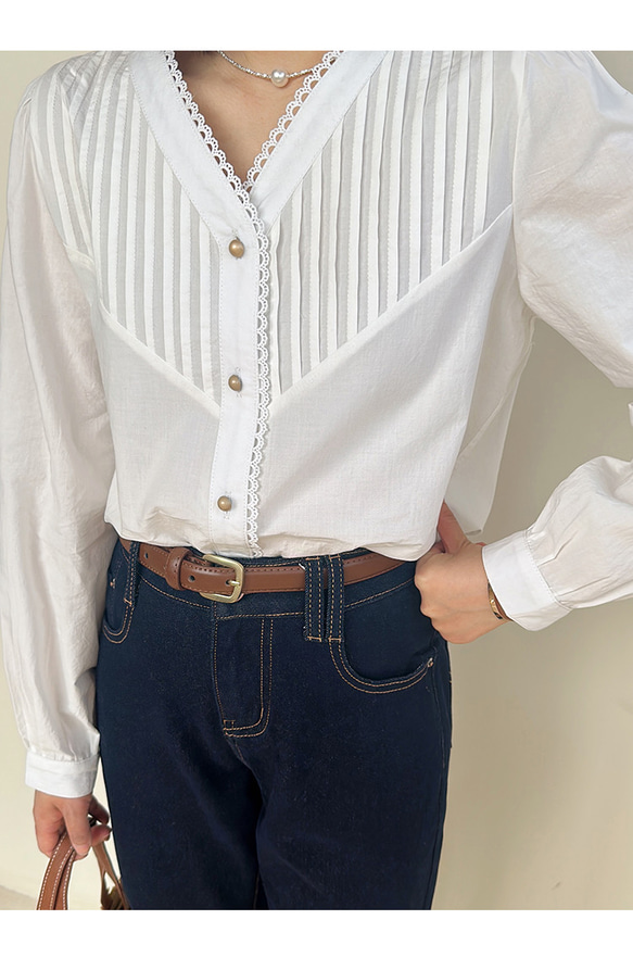 身長140㎝～155㎝の小柄女性向けのカーレディースシャツ 綿制 長袖 ブラウス ファッション 前開き ブラウス トップ 8枚目の画像