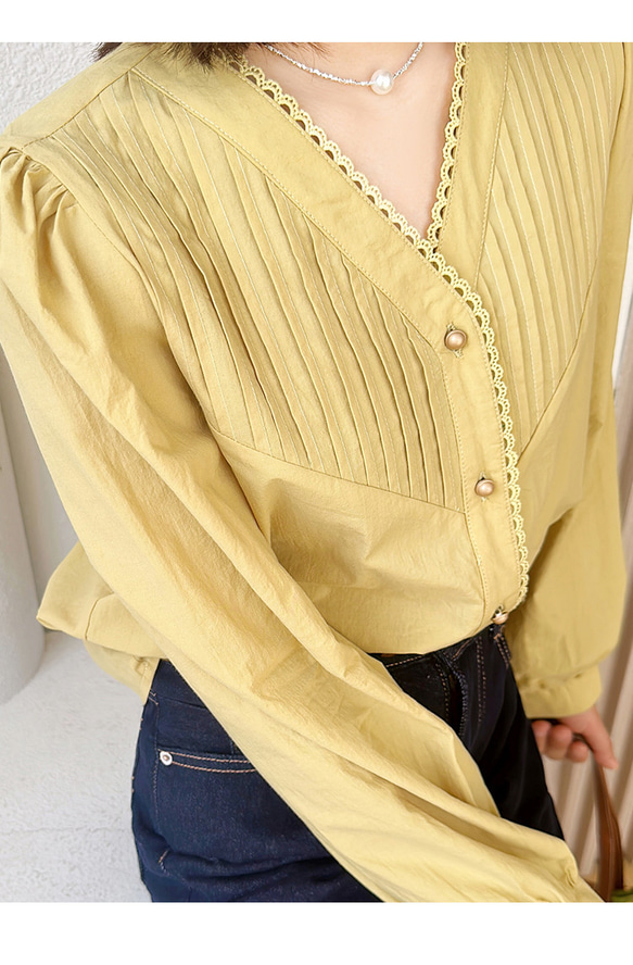身長140㎝～155㎝の小柄女性向けのカーレディースシャツ 綿制 長袖 ブラウス ファッション 前開き ブラウス トップ 7枚目の画像