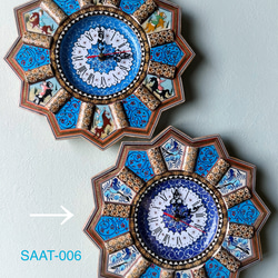 ペルシャの象嵌細工（ハータムカーリー）時計　Mサイズ（Φ32ｃｍ）【SAAT-006】 10枚目の画像