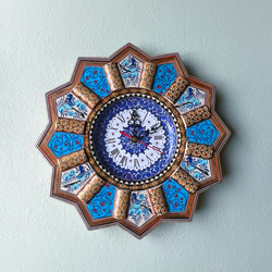 ペルシャの象嵌細工（ハータムカーリー）時計　Mサイズ（Φ32ｃｍ）【SAAT-006】 1枚目の画像