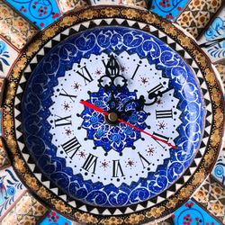 ペルシャの象嵌細工（ハータムカーリー）時計　Mサイズ（Φ32ｃｍ）【SAAT-006】 2枚目の画像