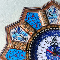 ペルシャの象嵌細工（ハータムカーリー）時計　Mサイズ（Φ32ｃｍ）【SAAT-006】 3枚目の画像