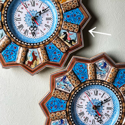 ペルシャの象嵌細工（ハータムカーリー）時計　Mサイズ（Φ32ｃｍ）【SAAT-008】 9枚目の画像