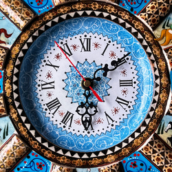 ペルシャの象嵌細工（ハータムカーリー）時計　Mサイズ（Φ32ｃｍ）【SAAT-008】 2枚目の画像