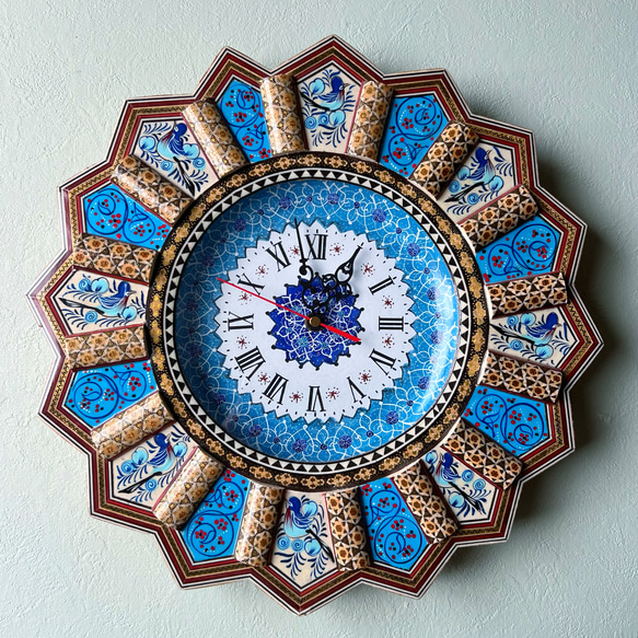 【★ ペルシャ象嵌細工 / 書斎インテリア ★】 ペルシャの象嵌細工（寄木細工）小箱 宝石箱 長方形 12cm【KHA