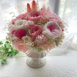 新作希少なプリザーブドフラワーのチューリップ 大輪バラ ピンクパステルアレンジ 母の日ギフト 誕生日 結婚新築開店祝い 6枚目の画像