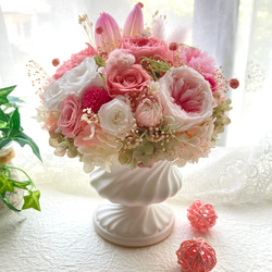 新作希少なプリザーブドフラワーのチューリップ 大輪バラ ピンクパステルアレンジ 母の日ギフト 誕生日 結婚新築開店祝い 19枚目の画像