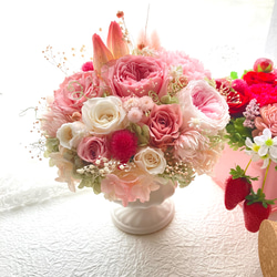 新作希少なプリザーブドフラワーのチューリップ 大輪バラ ピンクパステルアレンジ 母の日ギフト 誕生日 結婚新築開店祝い 2枚目の画像