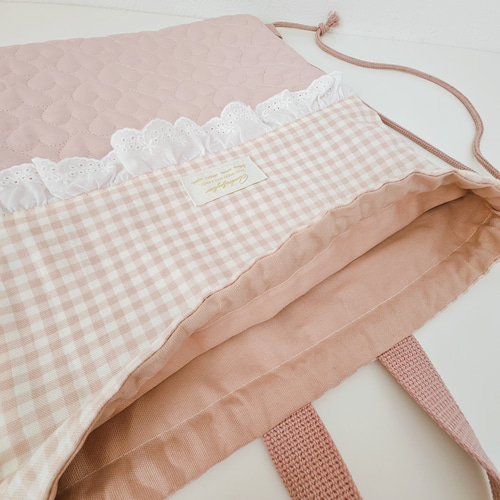 送料無料☆ハートキルト柄 ゆめかわ 巾着・☆ナップサック