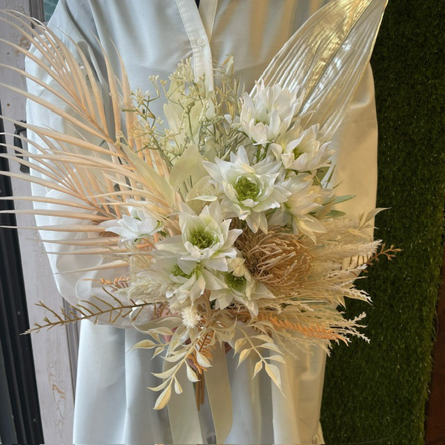 人気ドライタッチブーケ　ブートニア付き　パンパス　結婚式　パーティー　フォトウェディング