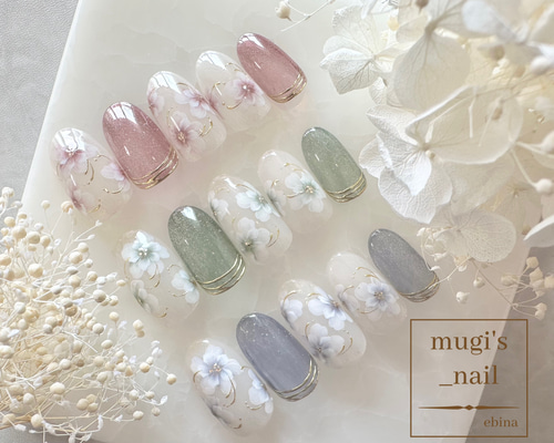 ネイルチップ No.130 フラワーネイル nail ジェルネイル ネイルチップ  