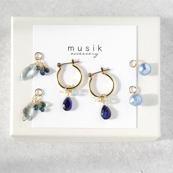 14kgfモスアクアマリン・トルマリンピアス/イヤリング 14kgf 涼しげニュアンスカラーピアス イヤリング モスアクア