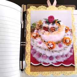 母の日遅れてごめんね　世界に1つオリジナル花ケーキのフォトしおり（壁飾り）裏面にメッセージ書けます！2色あり【送料無料】 3枚目の画像