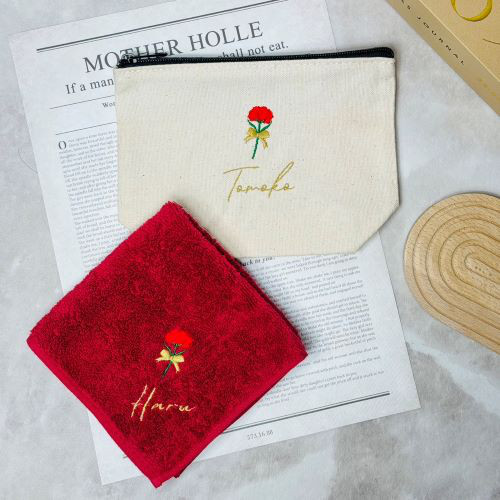 刺繍名入れ】タオルハンカチ/お誕生日/ポーチ/お母さん/プレゼント