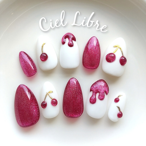 サイズオーダー】No.10 (ネイルチップ/マグネット/さくらんぼ/チェリー  