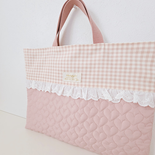 送料無料☆ハートキルト柄 ゆめかわ レッスンバック ☆レッスンバッグ