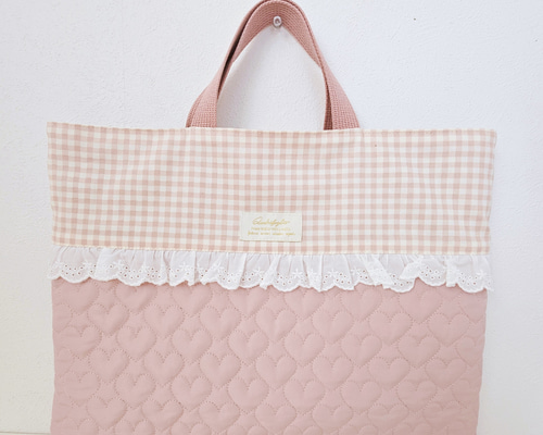 送料無料☆ハートキルト柄 ゆめかわ レッスンバック ☆レッスンバッグ