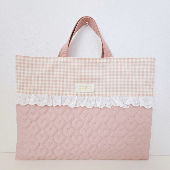 送料無料☆ハートキルト柄 ゆめかわ レッスンバック ☆レッスンバッグ