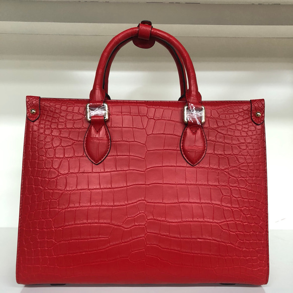 クロコダイル本革☆赤トート