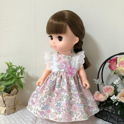 リバティオックス生地のワンピースピンク☆ 26cmドール服 ソランちゃん