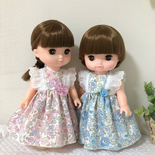 リバティオックス生地のワンピースピンク☆ 26cmドール服 ソランちゃん