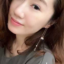[幸運草垂墜耳環] 14KGP*橄欖石 第11張的照片