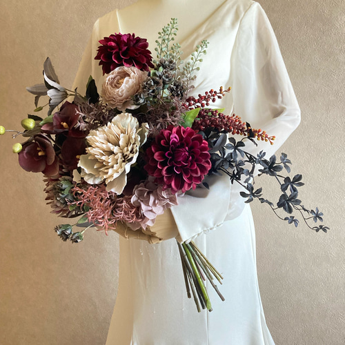 ウェディング アーティフィシャルフラワー ウェディングブーケ《ピンク》40㎝｜枯れないアーティシャル