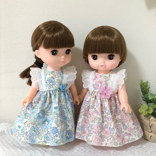 ハンドメイド　ドール服　ソランちゃんの服　ワンピース　リバティ ソランちゃん 服 レミンちゃん 服 メルちゃん 服】リバティ