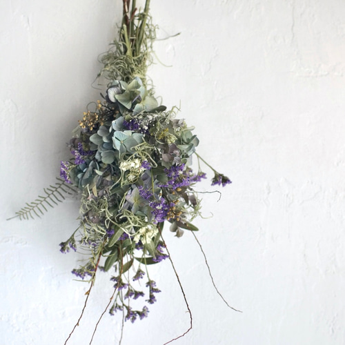 紫陽花のスワッグ 長さ32cm ドライフラワー スワッグ wildswag 通販