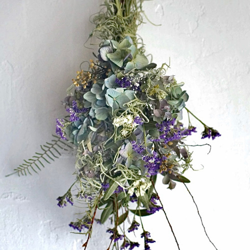 紫陽花のスワッグ 長さ32cm ドライフラワー スワッグ wildswag