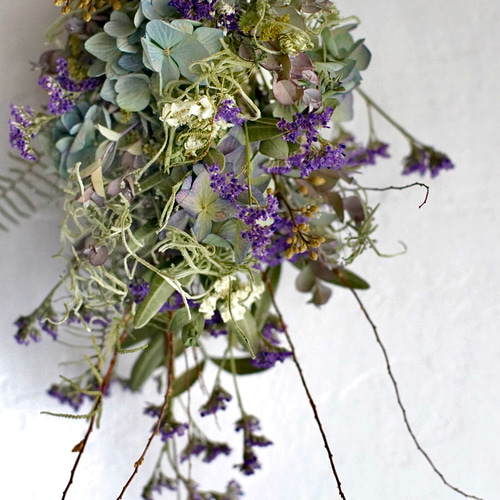 8.アンティーク紫陽花スワッグ ドライ紫陽花スワッグ | iichi 日々の暮らしを心地よくする