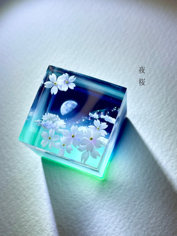 受注製作】情景レジン-真夜中の桜 空/雲/プレゼント その他インテリア