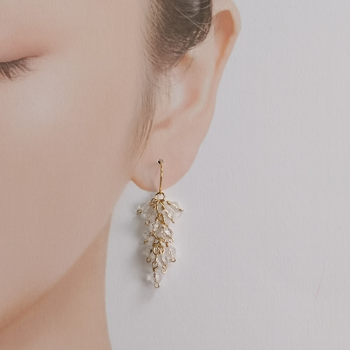 14kgf☆天然石クリスタル(水晶) デザインピアス ピアス 14kgf☆天然石クリスタル(水晶) デザインピアス ピアス