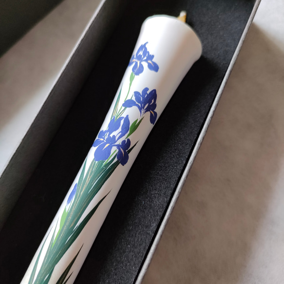 【晴れやかブルー202】菖蒲・あやめ　節句　絵ろうそく　贈り物　和蠟燭　伝統工芸キャンドル　Japanesecandle 2枚目の画像