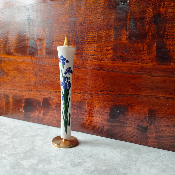 【晴れやかブルー202】菖蒲・あやめ　節句　絵ろうそく　贈り物　和蠟燭　伝統工芸キャンドル　Japanesecandle 3枚目の画像