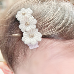 選べる大きさ⸝⋆⸝⋆♥ぷっくりお花のヘアクリップꕤ全3種類♥【ベビー キッズ ヘアクリップ  ヘアピン フラワー】 4枚目の画像