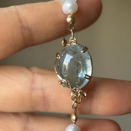 14kgfサンタマリアアクアマリン・スイスブルートパーズブレスレット 14kgfサンタマリアアクアマリン・スイスブルートパーズブレスレット