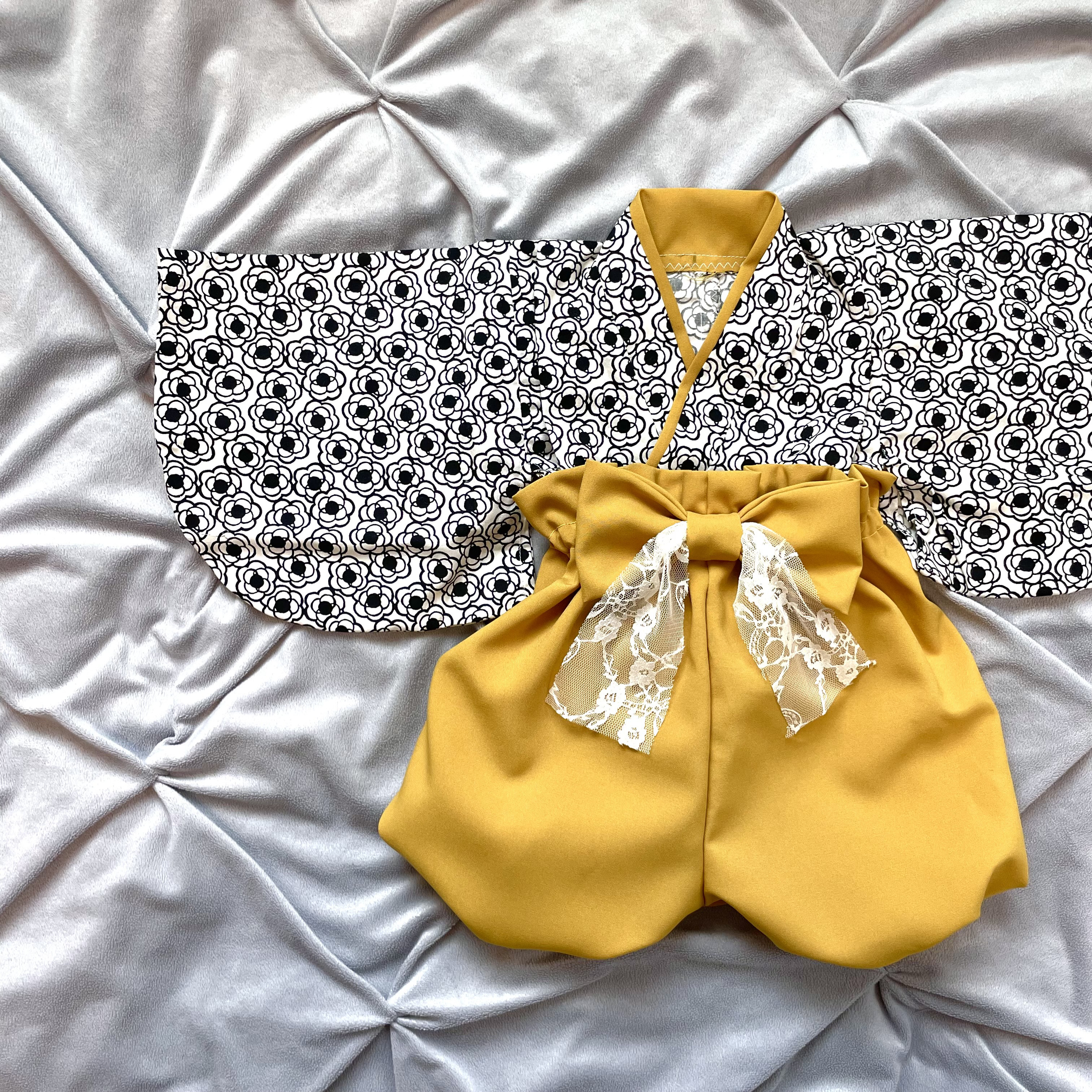 ベビー袴　黄華レース