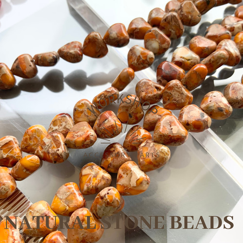 10pcs】天然石インペリアルジャスパー 10mmハートビーズ 4カラー