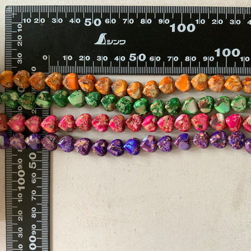 10pcs】天然石インペリアルジャスパー 10mmハートビーズ 4カラー