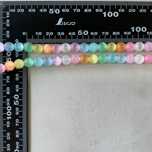 10pcs】天然石セレナイト 8.5mmビーズ カラフルMIX ビーズ Workshop