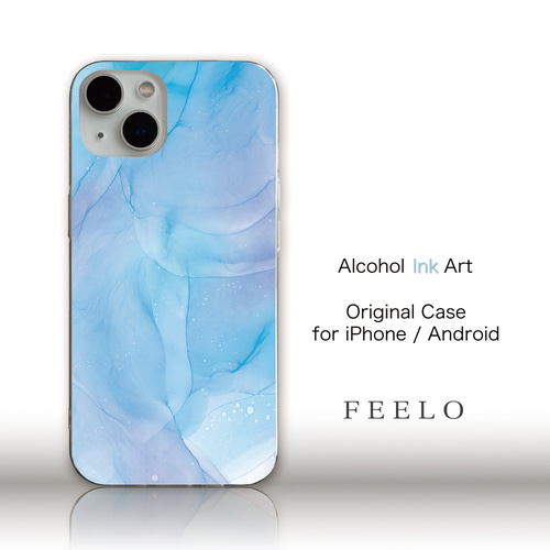 iPhone/Android スマホケース アルコールインクアート シンプル