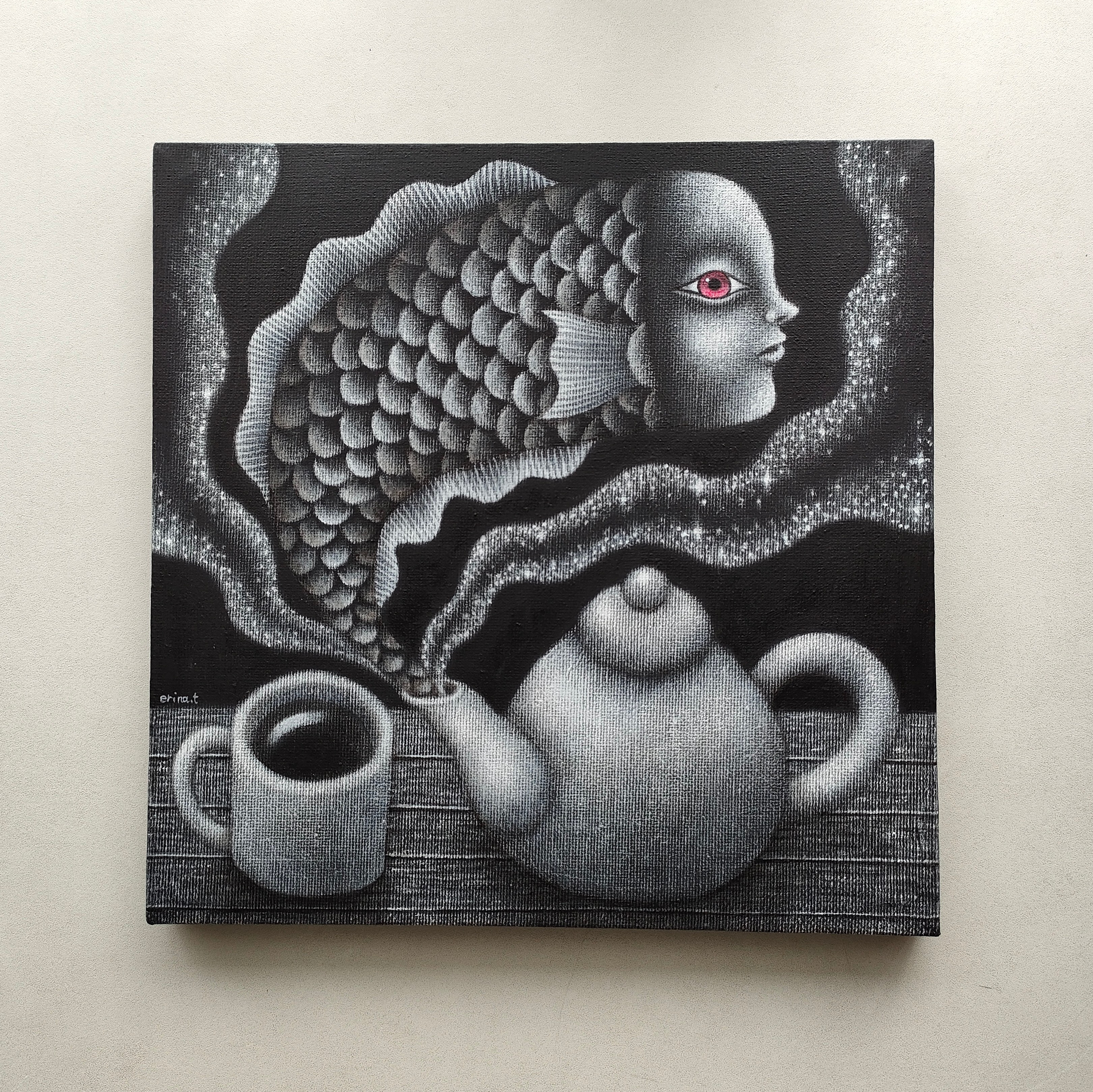 アクリル画　原画　「穏やかな冬の朝」　SSMサイズ　キャンバス アクリル画 原画 「穏やかな冬の朝」 SSMサイズ キャンバス