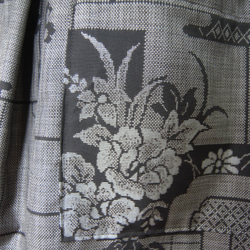 泥大島九マルキ　牡丹柄のゆったりギャザーパンツ　着物リメイク 7枚目の画像