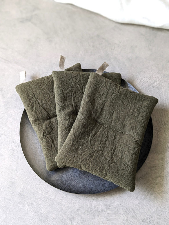 【鍋つかみ・ポットマット／抹茶】　おうち時間・おうちカフェに　 1枚目の画像