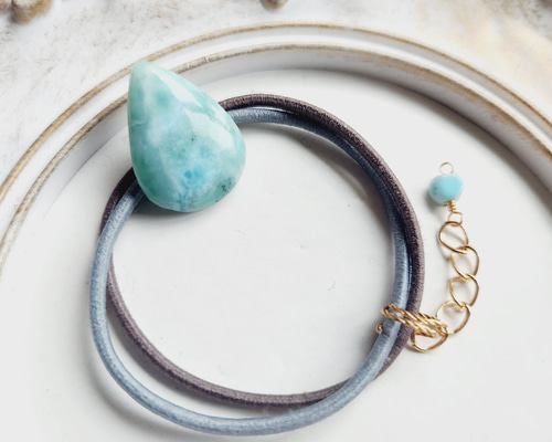 一点物】ラリマー の ヘアゴム⑥✩.*˚天然石×ヘアゴム ヘアゴム FIQ