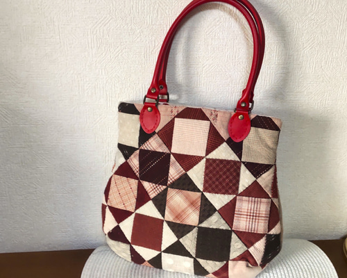 先染生地の創作バック　パッチワークバック　創作トートバック 先染生地の創作バック パッチワークバック 創作トートバック