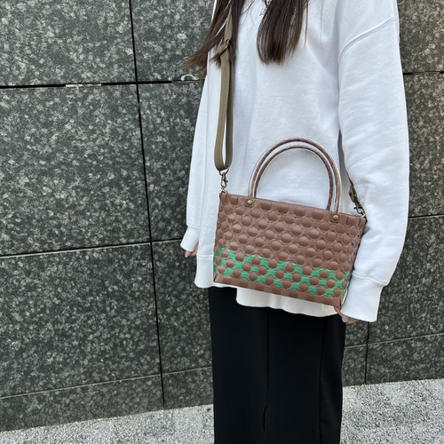 プラカゴ ゆるる メッシュ柄ブラウン L 2WAYプラカゴバッグ プラカゴ